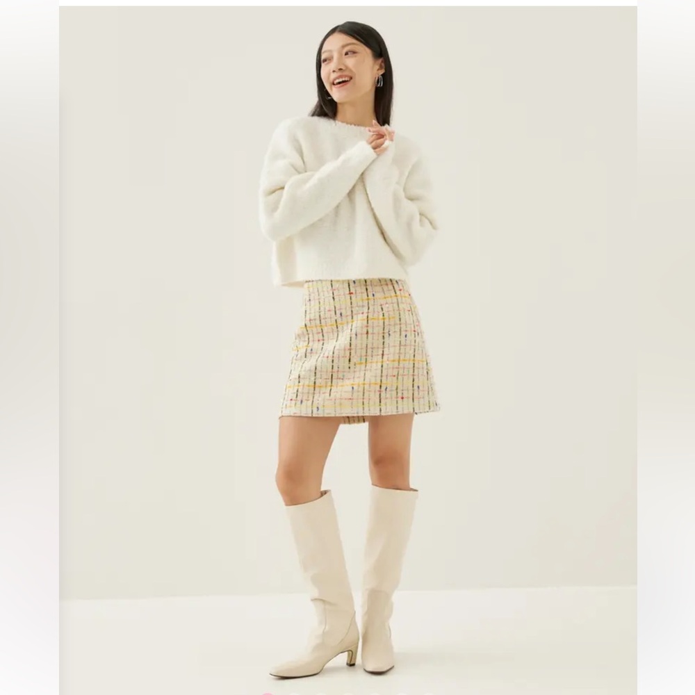 NWT Love Bonito Linette Tweed A-line Multicolored Mini Skirt Size L/8